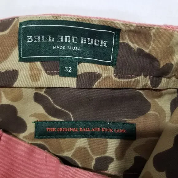 Ball And Buck Shorts Mens 32 The 6 Point Short Pink Chino Hunting Shooting USA - Picture 3 of 8